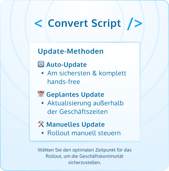 Versionskontrolle für das Convert-Tracking-Script