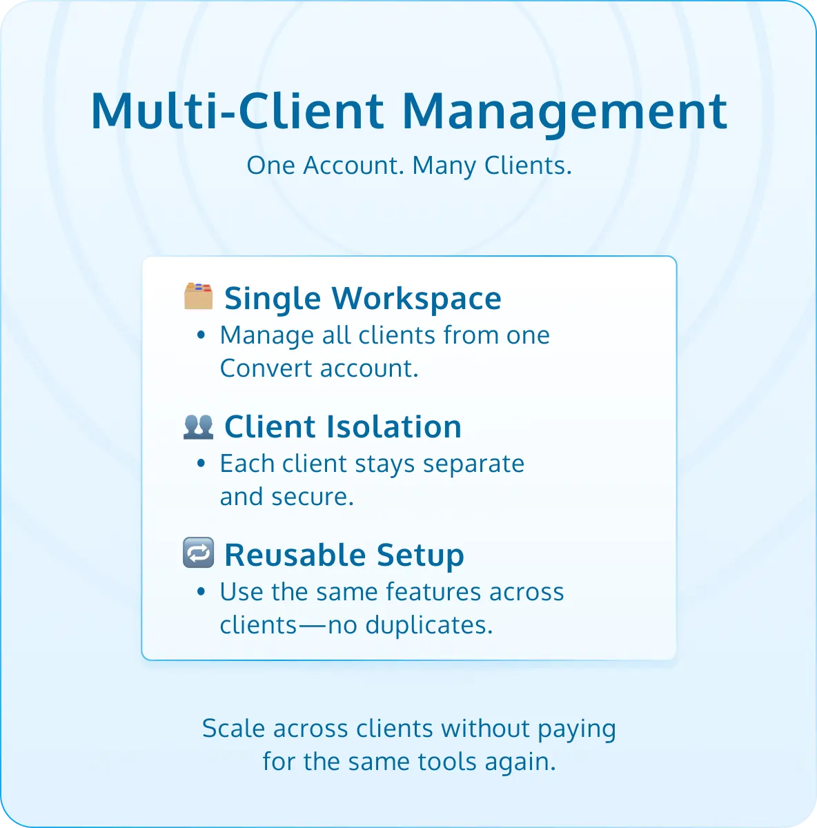 Manage Each Client In The Same Account—No Price Gouging