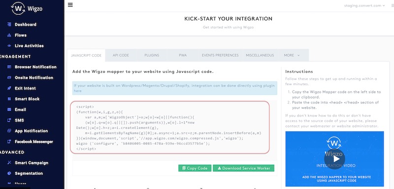 Wigzo Integration Screenshot - 1