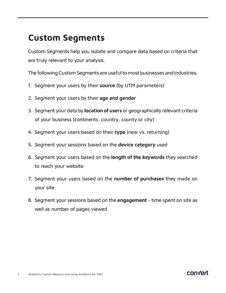 Custom Report Segments Ebook 2nd slide