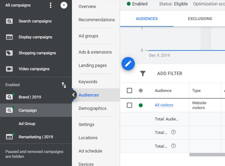 Adding an audience in Google Analytics