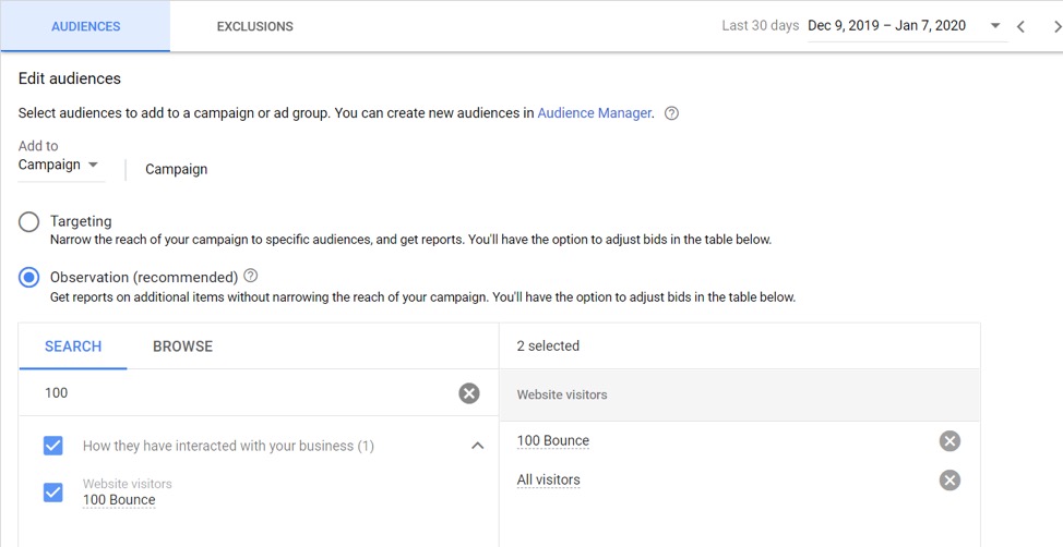 Google Ads Audience Observation
