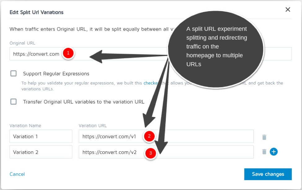 Redirect experiment from homepage in Convert Experiences