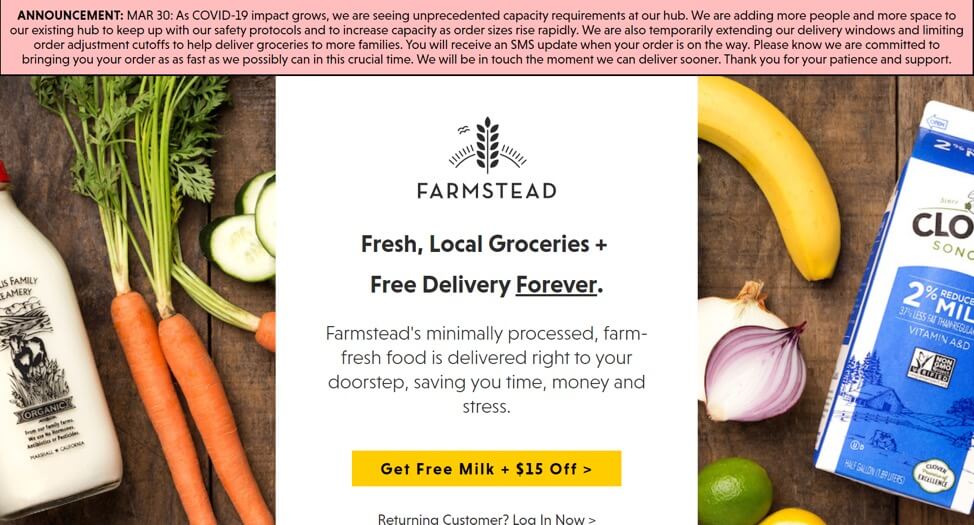 Farmstead delivery service COVID-19