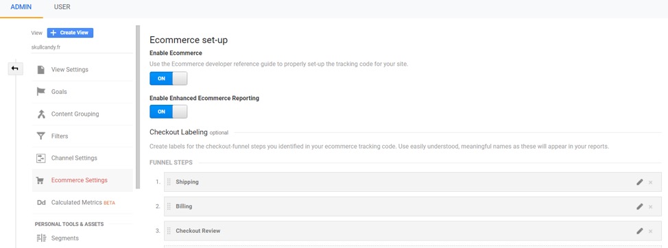 Ecommerce reporting in Google Analytics