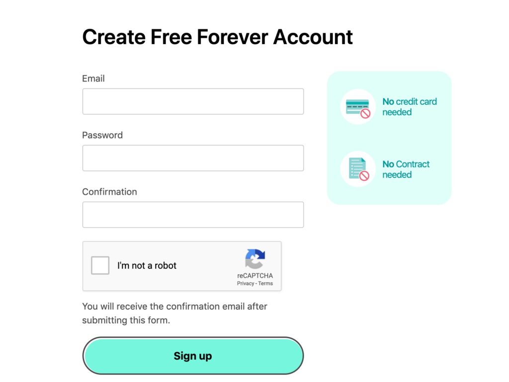 MailTrap signup process