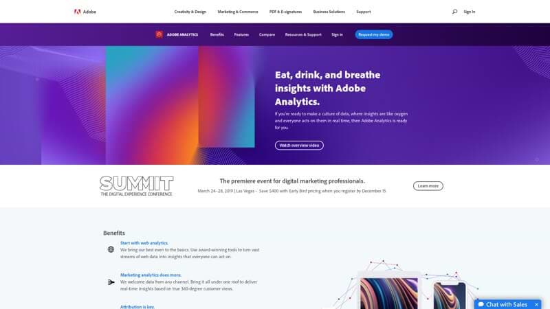 Adobe Analytics homepage
