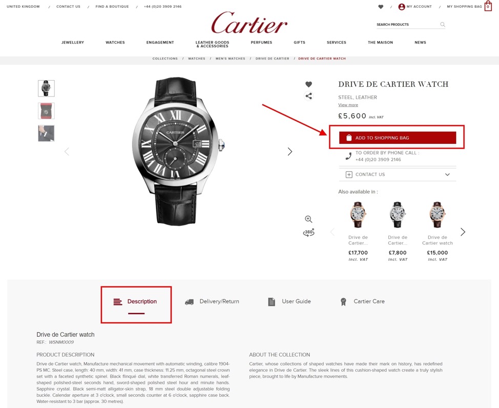 Cartier persuasive product copy analysis