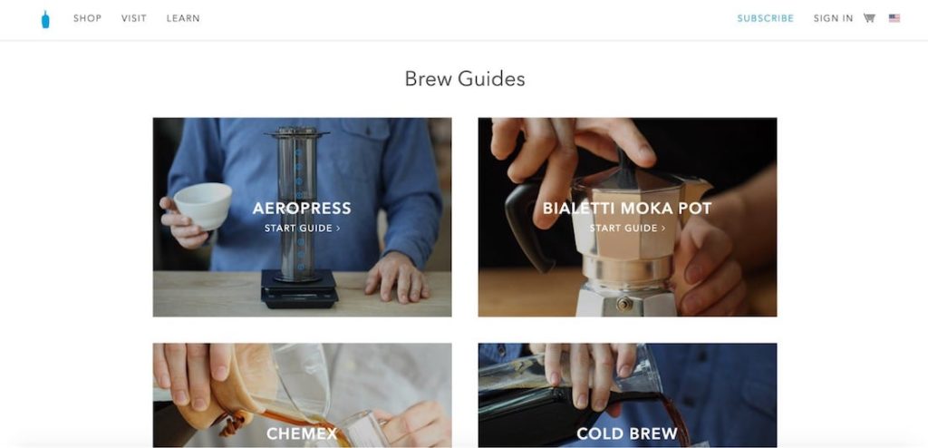Blue Bottle coffee guides support copy persuasion science