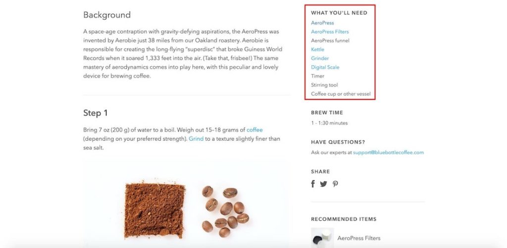 Blue Bottle coffee guides support copy persuasion science