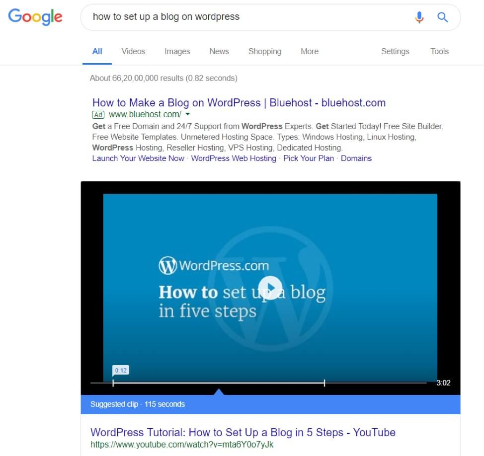 search on Google for “how to set up a blog on WordPress,”