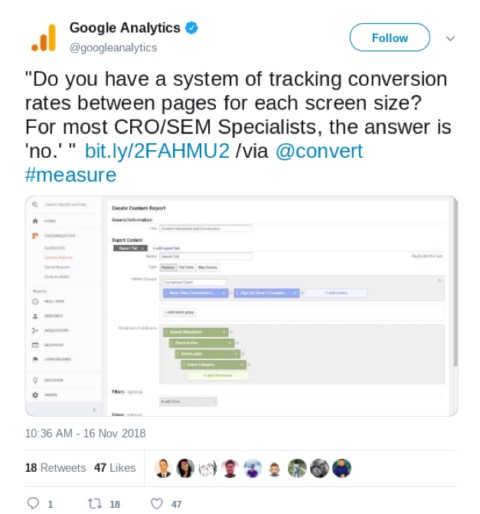 experiment using a certain set of hashtags once won us a retweet from Google Analytics!