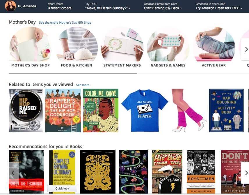 Amazon has been personalizing their website and product recommendations since 2013 (if not before)