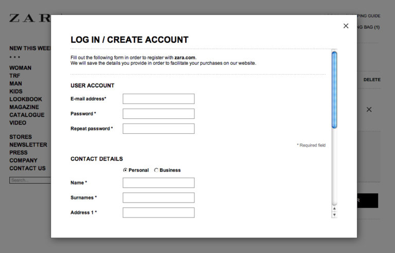 Customers are required to Create an Account before purchase