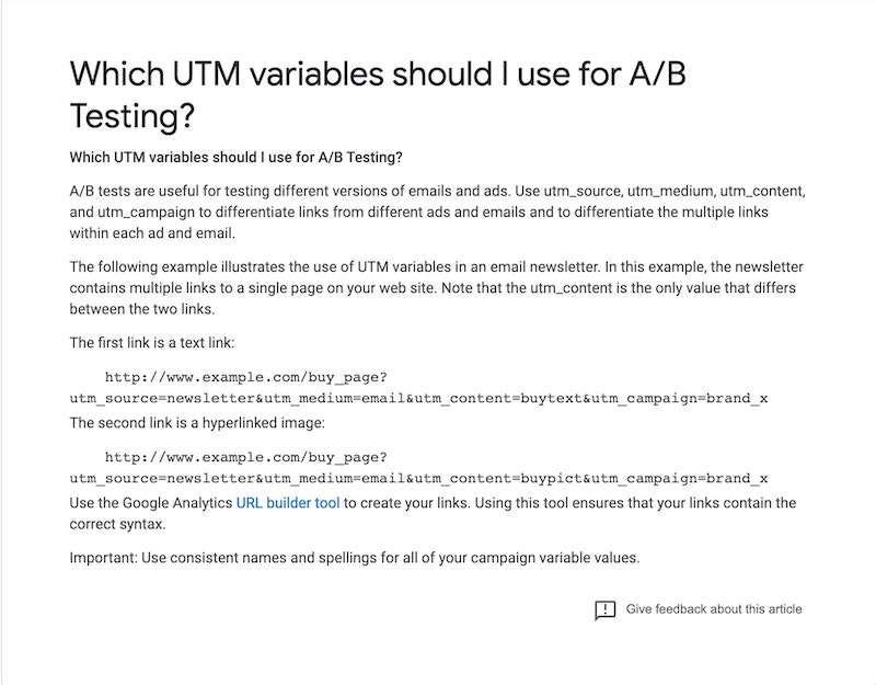 UTM Parameters to use with A/B Testing