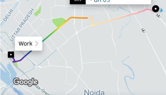 Uber India changed its route colors to the colors of the rainbow.