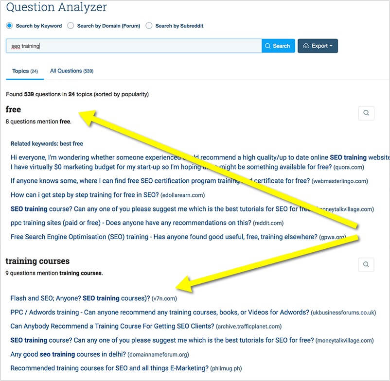 Buzzsumo's new "Question analyzer"