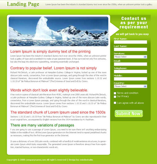 generic landing page template