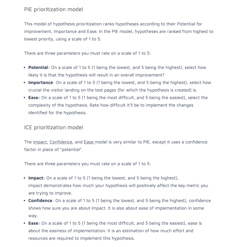 Description of the PIE and ICE Prioritization models