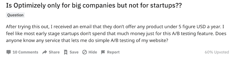 Is Optimizely only for big companies, not small or startup companies? 