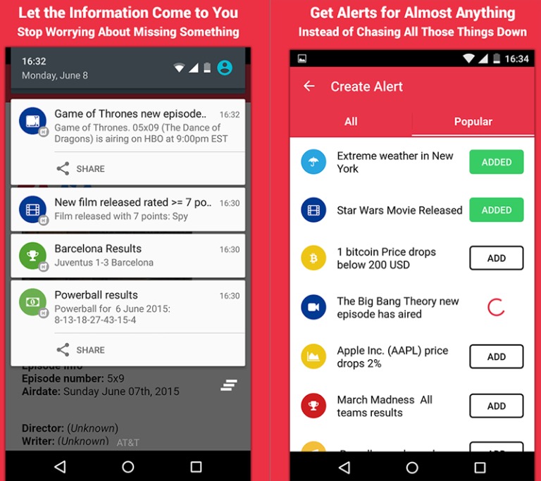 Hooks is a mobile app allowing you to set up alerts