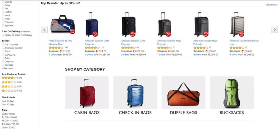 You visit Amazon and search for tourist bags, you spend considerable time with a bag, take detailed notes on each of the features but do not make a purchase