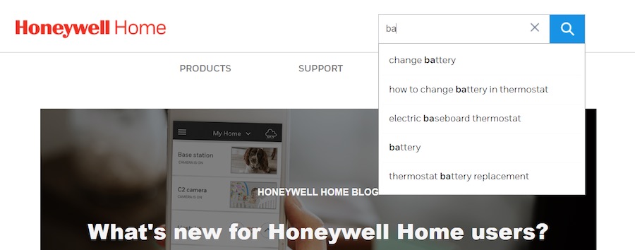 Internal Anchor Text Navigation and Predictive Search Honeywell Home