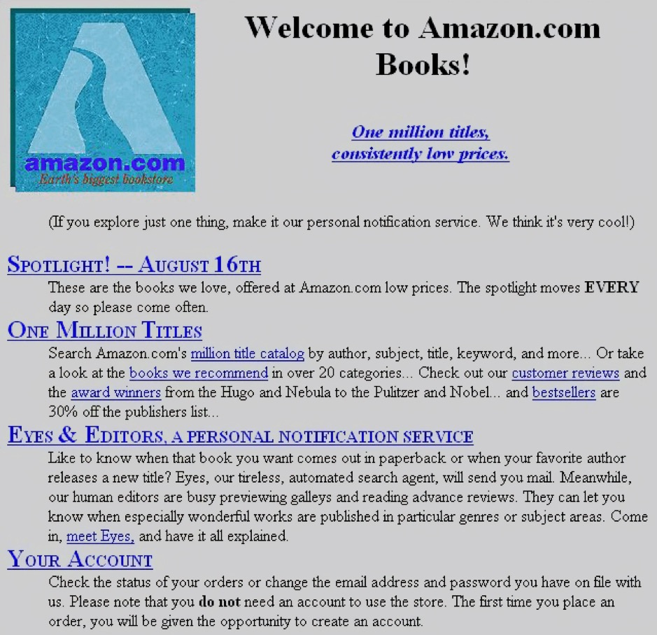 amazon in 1995 ecommerce UX
