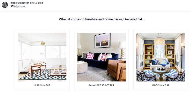 retailer Havenly greets customers with an invitation to find their interior decorating style