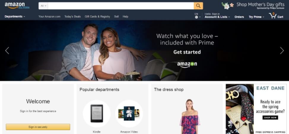 Amazon adaptive website design