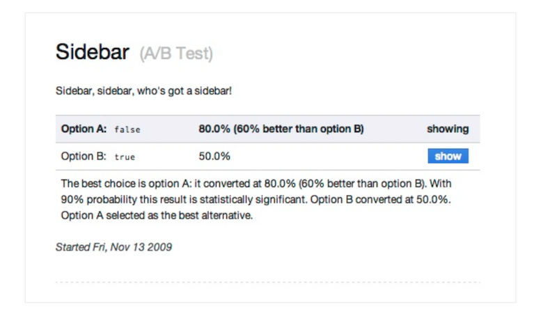 Sidebar A/B Test results
