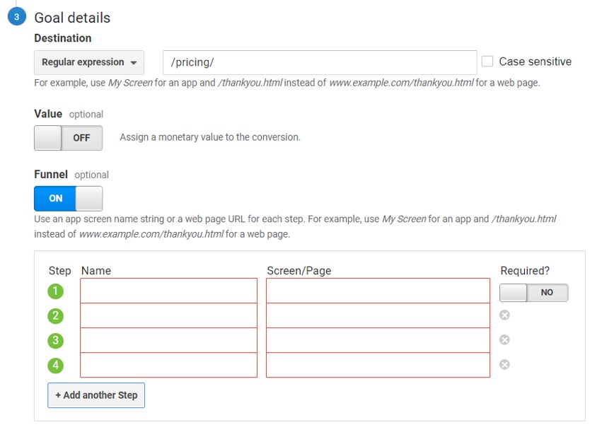 Setting Up a Goal in Google Analytics