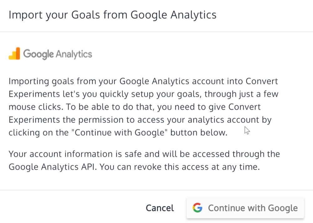 Import Goal from Google Analytics in Convert Experiences