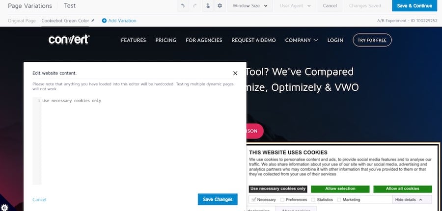 Cookiebot Integration Screenshot - 3
