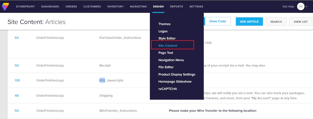 Volusion Integration Screenshot - 5