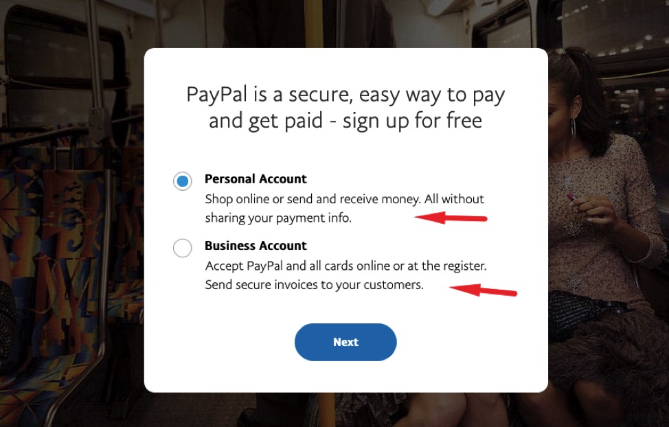 microcopy UX example PayPal signup