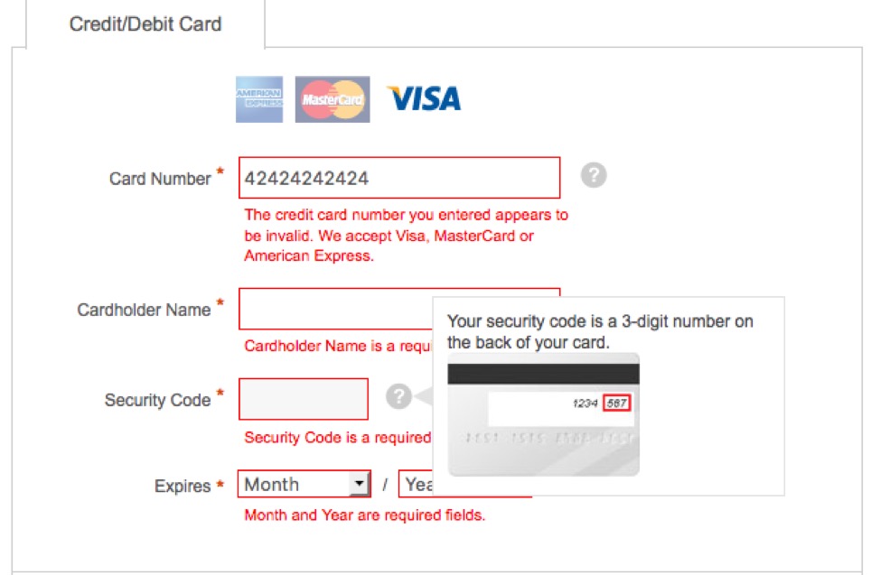 microcopy credit card form example