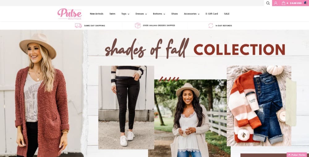 shopify product page testing example Pulse Boutique