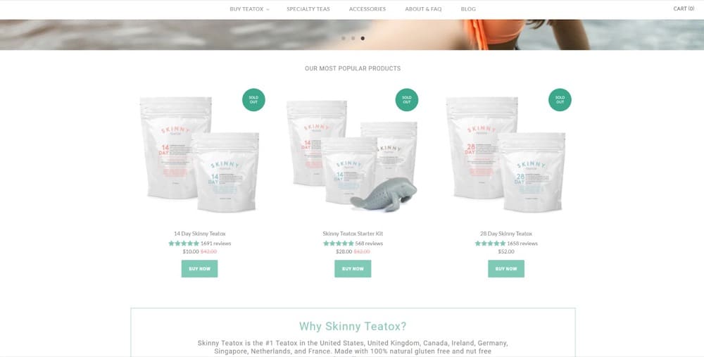 Skinny Teatox homepage