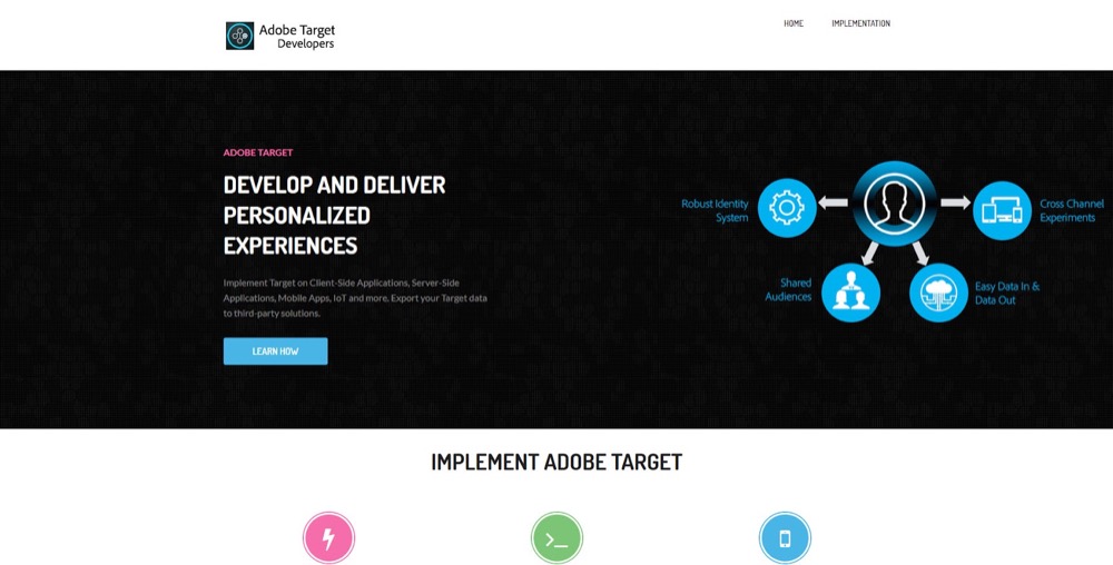 Adobe Target homepage