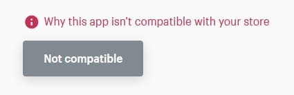 “not compatible” notice 