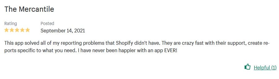 top Shopify analytics app OrderMetrics positive review