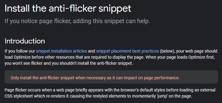 install the anti-flicker snippet