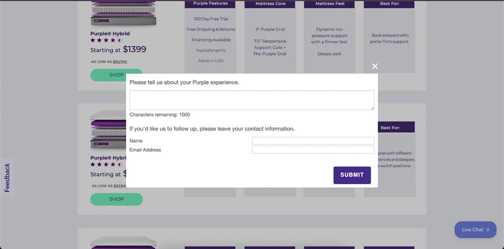 optimize product page customer feedback Purple