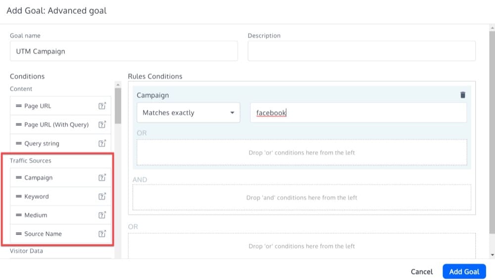 Advanced Goal Traffic Sources in Convert Experiences