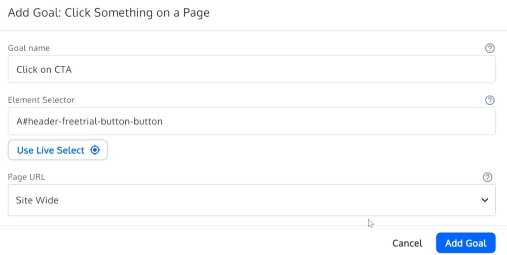Click something on a Page Goal in Convert Experiences