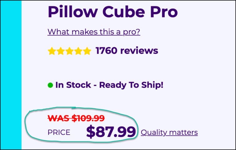 Pillow Cube Quality Matters Tag