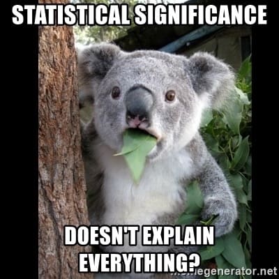 Meme of koala with text statistical significance doesn't explain everything