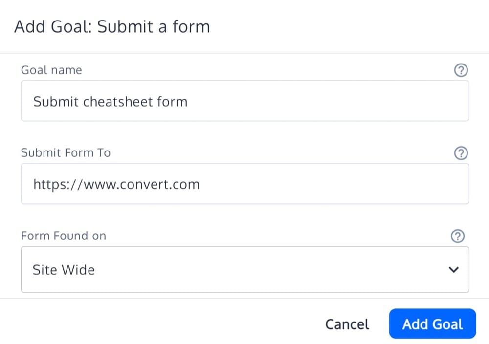 Submit a Form Goal in Convert Experiences