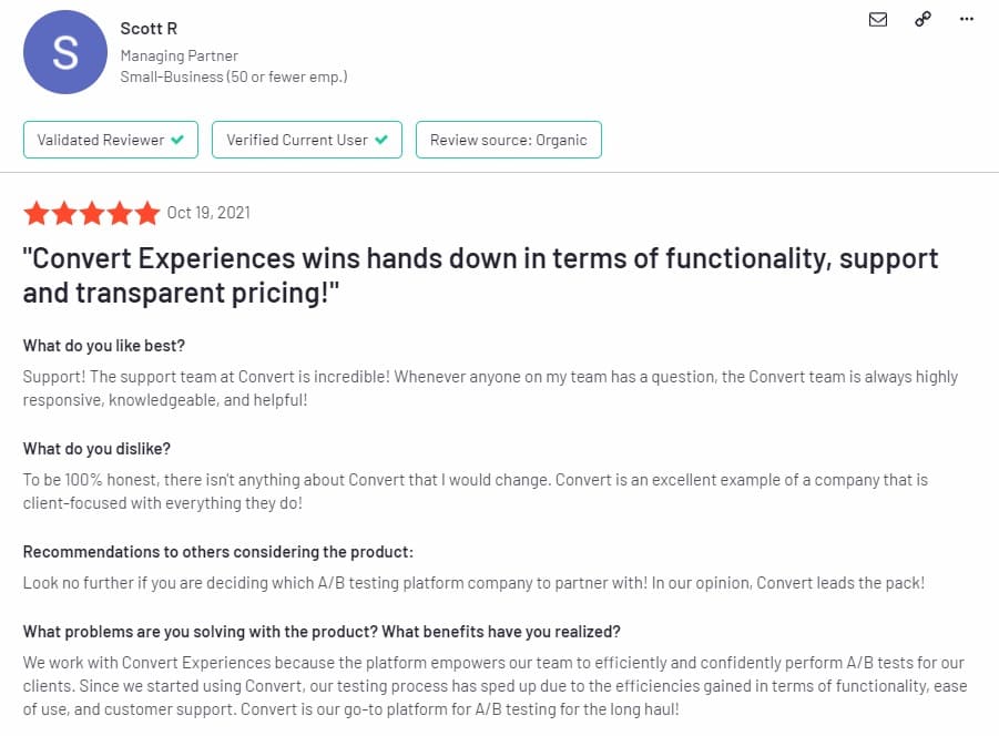 What people say about using Convert Experiences